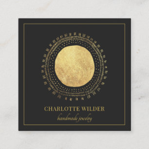 Abstraktes Gold Foil Circle Square Black Quadratische Visitenkarte