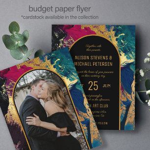Abstraktes Gold FOTO Hochzeit Einladung Flyer