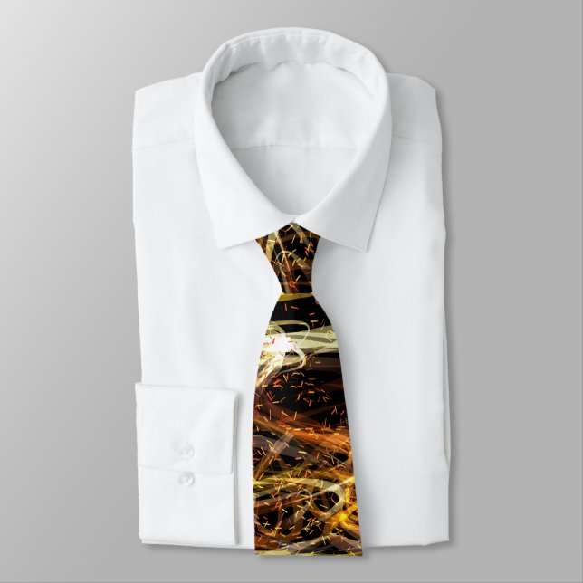 Abstraktes Gold Light Swirl Black Neck Tie Krawatte (Gebunden)