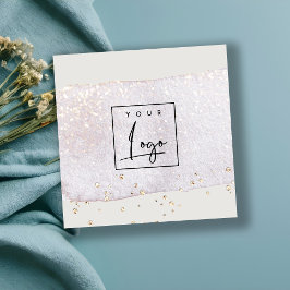 Abstraktes Gold Lilac Brush Stoß Wasserfarblogos Quadratische Visitenkarte