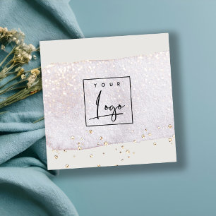 Abstraktes Gold Lilac Brush Stoß Wasserfarblogos Quadratische Visitenkarte