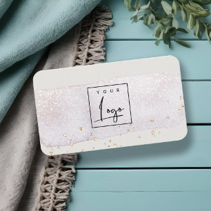 Abstraktes Gold Lilac Brush Stoß Wasserfarblogos Visitenkarte