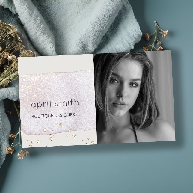 Abstraktes Gold Lilac Pinselstrich Wasserfarben Fo Visitenkarte (Von Creator hochgeladen)