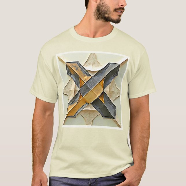 Abstraktes Gold-Metall-Design T-Shirt (Vorderseite)