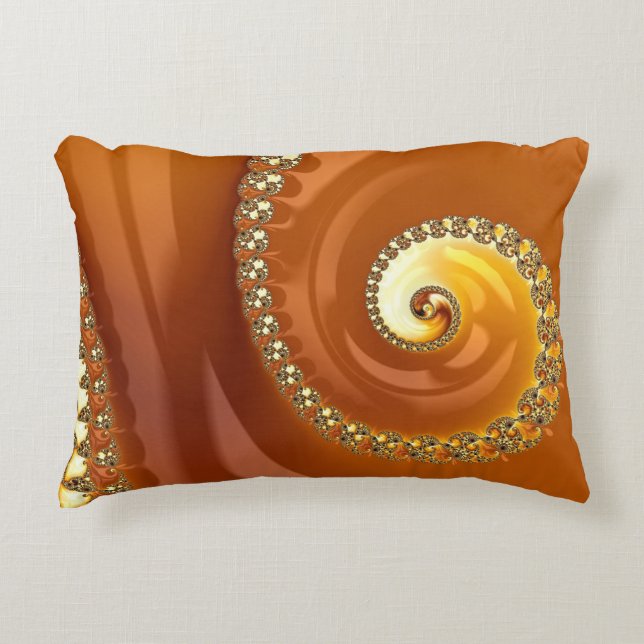 Abstraktes Gold Orange Gradient Spiral Fraktal Dekokissen (Vorderseite)