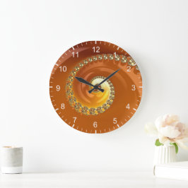 Abstraktes Gold Orange Gradient Spiral Fraktal Gro Große Wanduhr
