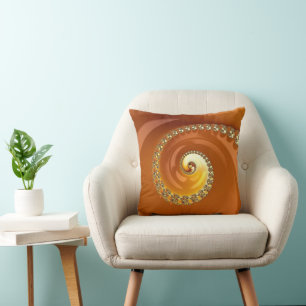 Abstraktes Gold Orange Gradient Spiral Fraktal Kissen