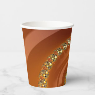 Abstraktes Gold Orange Gradient Spiral Fraktal Pappbecher