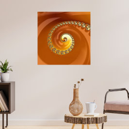 Abstraktes Gold Orange Gradient Spiral Fraktal Poster