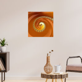 Abstraktes Gold Orange Gradient Spiral Fraktal Poster
