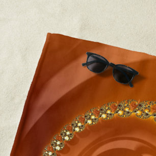 Abstraktes Gold Orange Gradient Spiral Fraktal Strandtuch