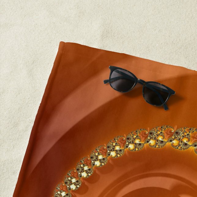 Abstraktes Gold Orange Gradient Spiral Fraktal Strandtuch (Beispiel)