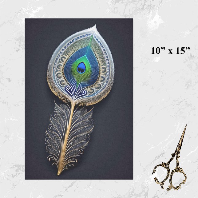 Abstraktes Gold Peacock Feather Illustration Klein Seidenpapier (Von Creator hochgeladen)