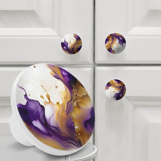 Abstraktes Gold und Amethyst  Keramikknauf (Von Creator hochgeladen)