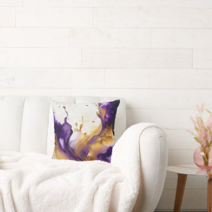 Abstraktes Gold und Amethyst Kissen