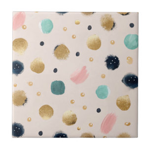 Abstraktes Gold und farbenfrohe Pinselstriche Fliese