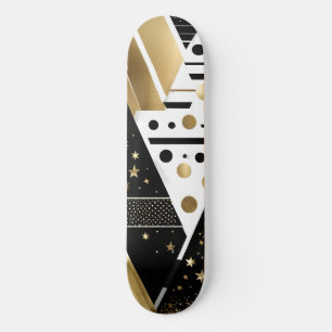 abstraktes Gold- und Schwarz-Dreiecke-Skateboard Skateboard