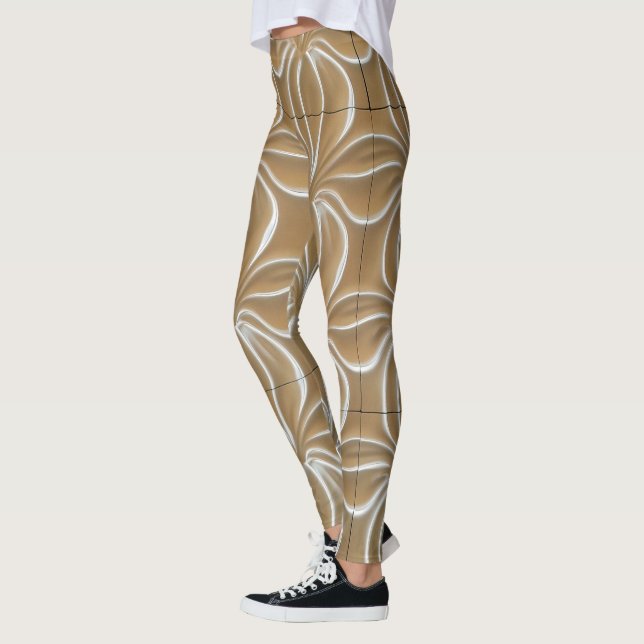 abstraktes Gold und Weiß Leggings (Links)