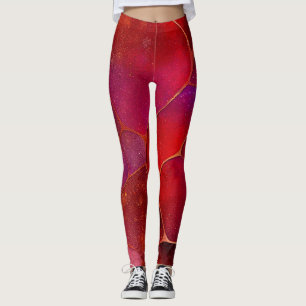 Abstraktes Gold Web über Violet, Lila und Magenta Leggings