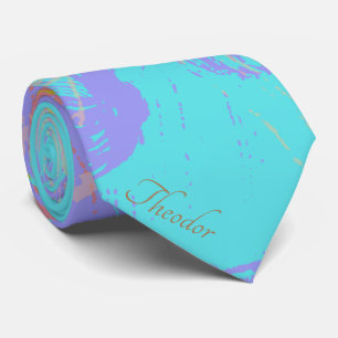 Abstraktes Goldbarsch-Aquamarine-Violett Krawatte