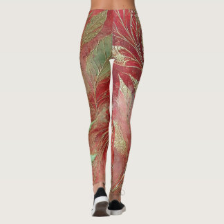 Abstraktes Golden Olive LEAF Kunstwerk Stil 28 Leggings