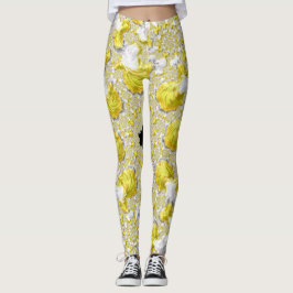 Abstraktes Goldenes Gelbes Symmetrisches Fraktal Leggings