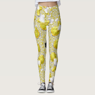 Abstraktes Goldenes Gelbes Symmetrisches Fraktal Leggings