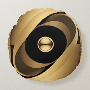 Abstraktes goldenes geometrisches Design Rundes Kissen