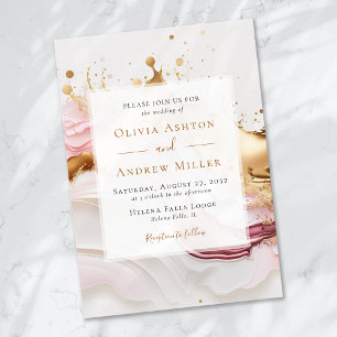 Abstraktes goldfarbenes Rosa Einmalige Hochzeit Einladung