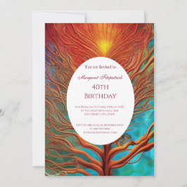 Abstraktes goldrot aquamarin einladung