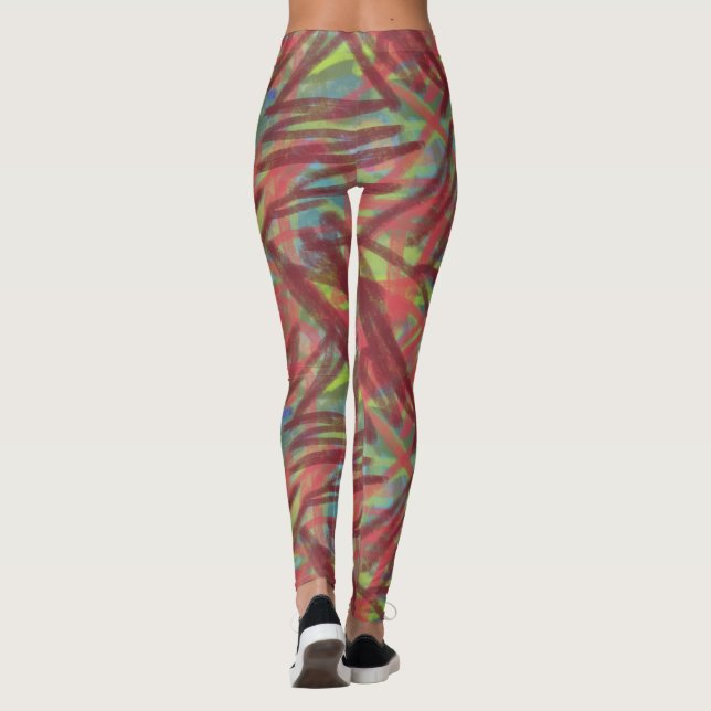Abstraktes Graffiti-Muster Pinselstriche Leggings (Rückseite)