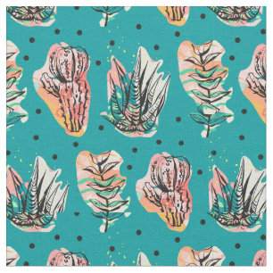 Abstraktes grafisches Kaktussucculent-Muster Stoff