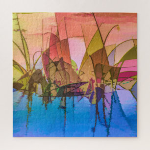 Abstraktes Gras-Puzzle sehr bunt Puzzle