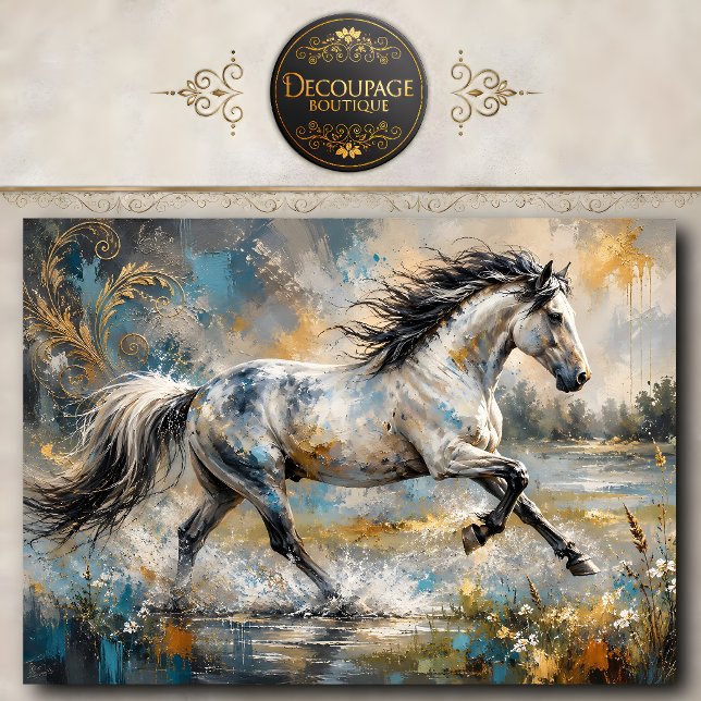 Abstraktes Graues Pferd Gemälde Seidenpapier (Abstract Gray Horse Painting Tissue Paper)