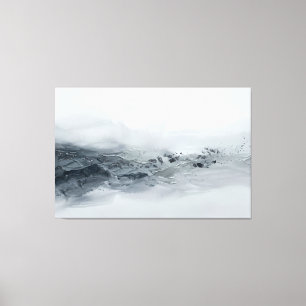 Abstraktes Graues Silber Landschaft Modern Minimal Leinwanddruck