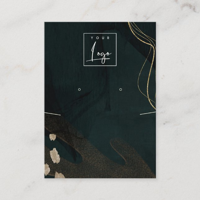 Abstraktes Green Black Gold-Earring-Nekklack-Logo Visitenkarte (Vorderseite)