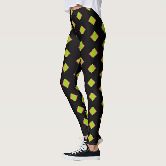 Abstraktes Green Diamond-Muster Leggings (Links)