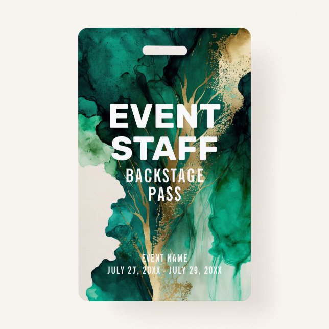 Abstraktes Green Gold Staff Backpass ID Abzeichen Ausweis (Vorderseite)