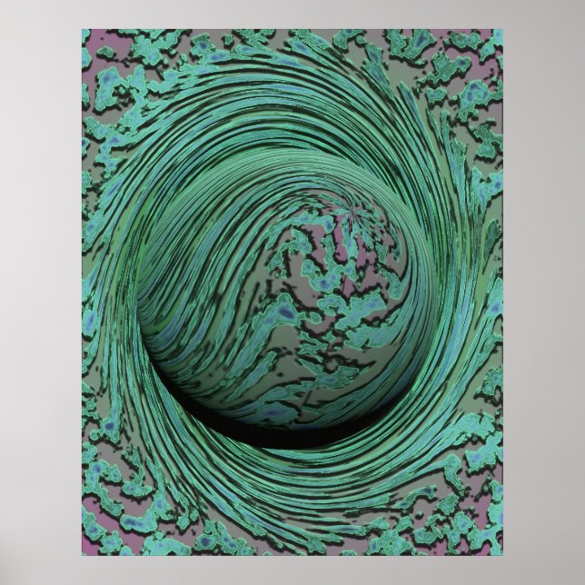 Abstraktes Green Swirl Cosmic Singularity Design Poster (Vorne)
