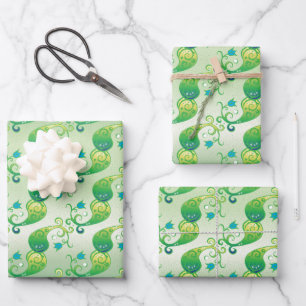 Abstraktes Green Tulip Boteh Blumenmuster Geschenkpapier Set