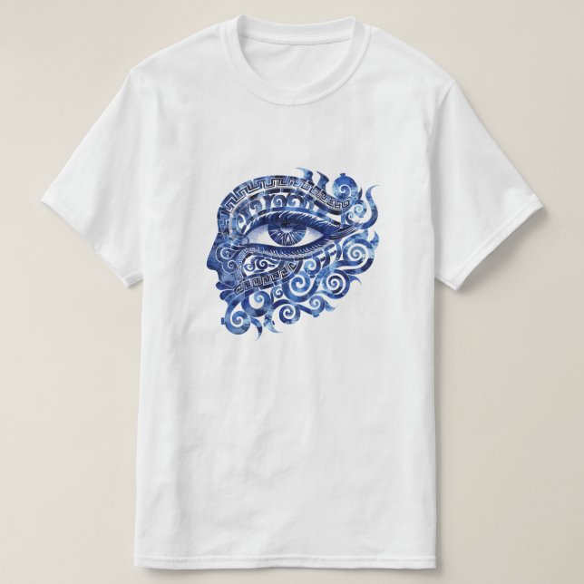 Abstraktes griechisches böses Auge mit griechische T-Shirt (Design vorne)