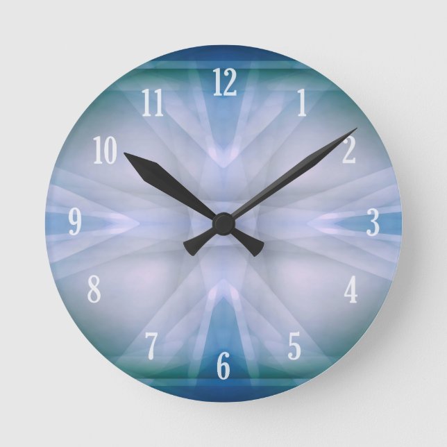 Abstraktes grün-blaues Muster Runde Wanduhr (Vorderseite)
