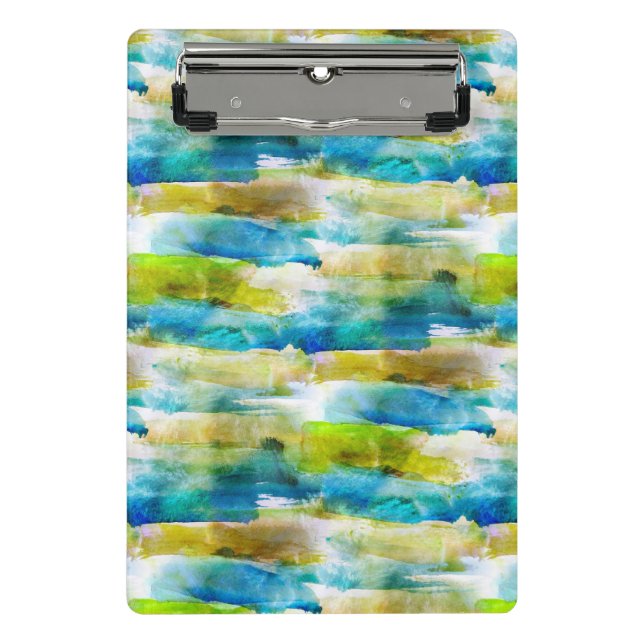 Abstraktes Grün des Watercolor, blau Mini Klemmbrett (Vorderseite)