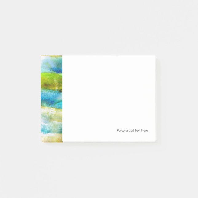 Abstraktes Grün des Watercolor, blau Post-it Klebezettel (Vorderseite)