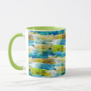 Abstraktes Grün des Watercolor, blau Tasse