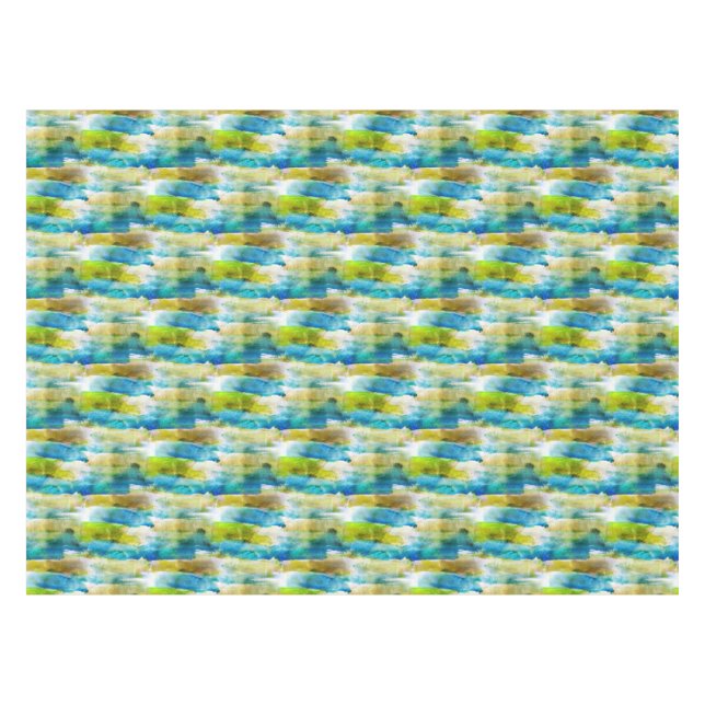 Abstraktes Grün des Watercolor, blau Tischdecke (Vorderseite (Horizontal))