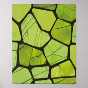 Abstraktes grün geometrisches Mosaik Poster