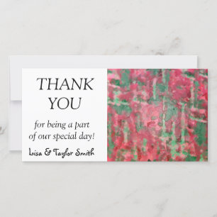 Abstraktes, grün rotes platisches Design Dankeskarte