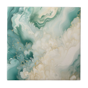 Abstraktes Grün und Imitate Gold Wasserfarbenmarmo Fliese