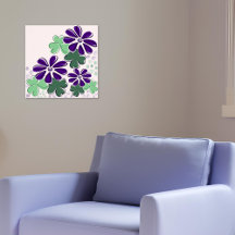 Abstraktes Grün und Lila Kleeblatt- und Blumen-Doo